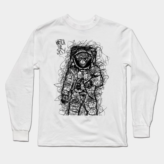 Watch the Sky: Space Monkey Long Sleeve T-Shirt by WatchTheSky